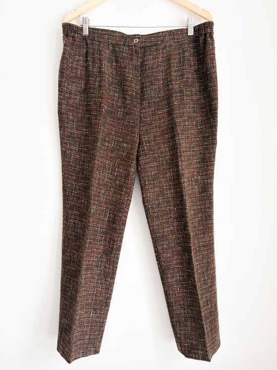 Vintage Pants - Vintage AGMIR Brown Textured Trousers, Size L - Handcrafted in Europe